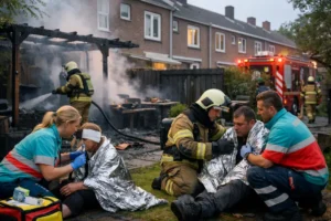 Twee personen gewond bij brand in achtertuin van woning in Rotterdam-Noord