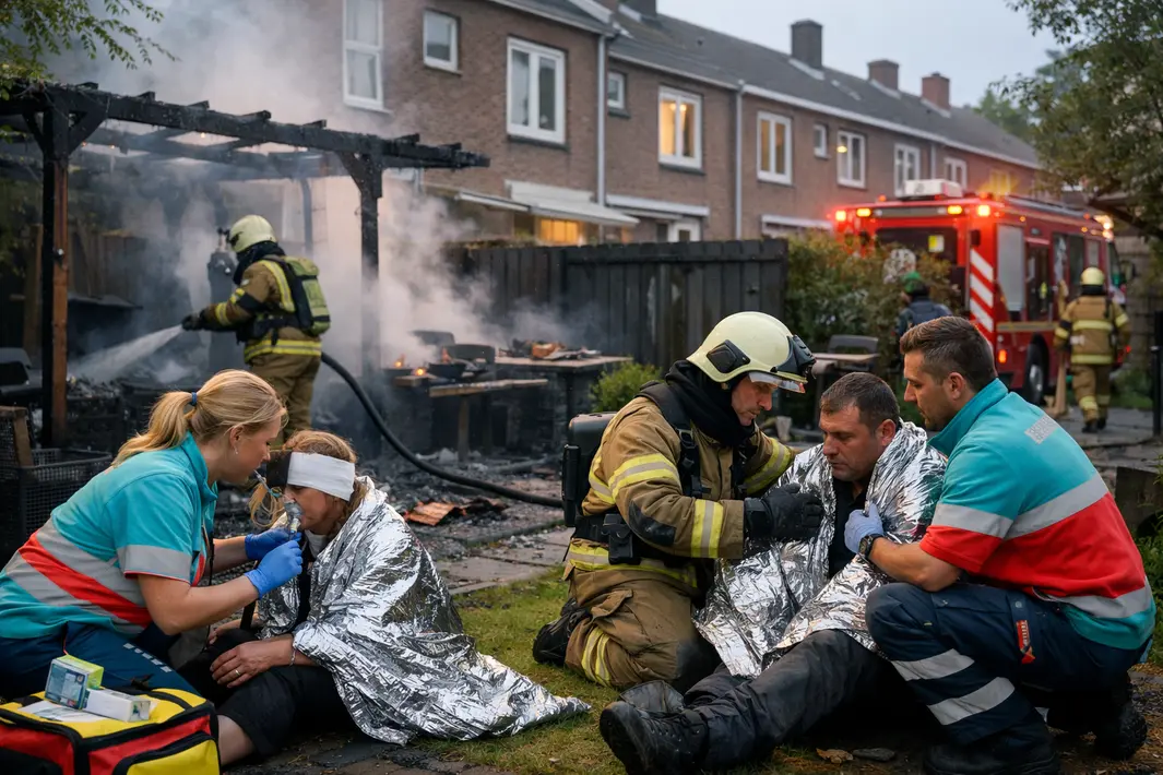 Twee personen gewond bij brand in achtertuin van woning in Rotterdam-Noord