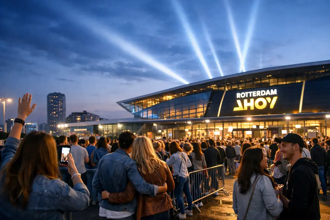 Concertreeks gestart in Rotterdam Ahoy met enthousiaste fans voor de deur