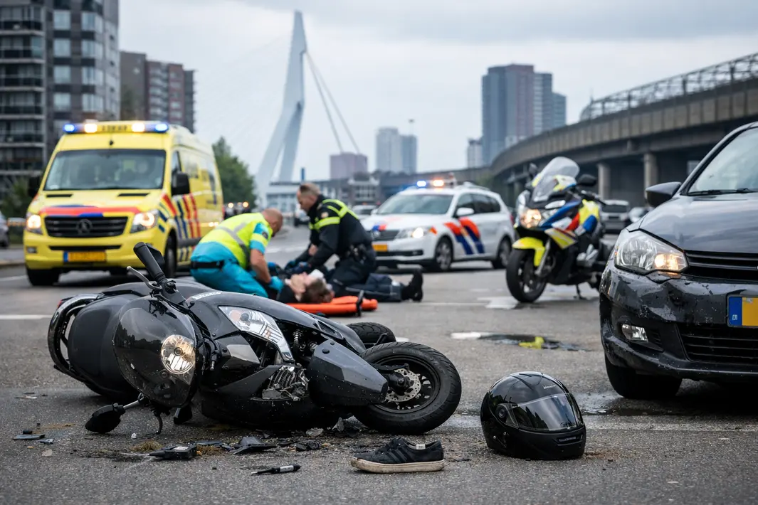 Scooterrijder gewond na botsing in Rotterdam-Feijenoord
