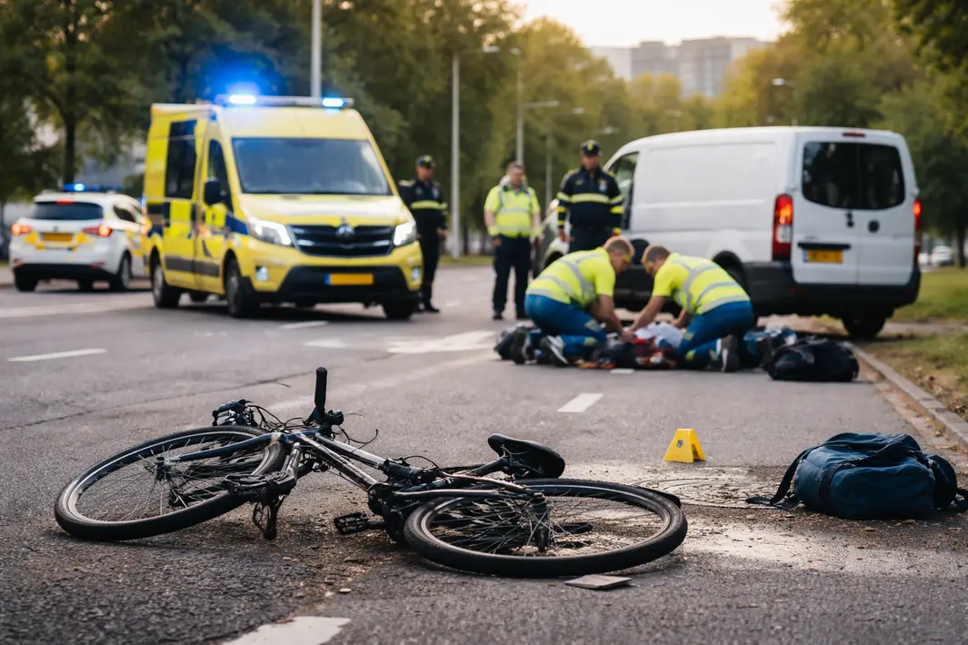 Zwaargewonde fietser na ongeval met bestelbus in Rotterdam-IJsselmonde