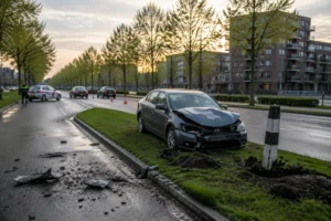 Botsing op Nieuwe Damlaan in Schiedam leidt tot aanrijding met middenberm