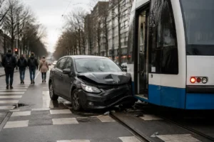 Botsing tussen auto en tram op Nieuwe Damlaan leidt tot loopafstand voor reizigers