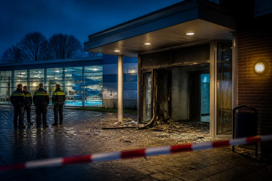 Explosie in entreehal van zwembad in Ridderkerk met jonge verdachten
