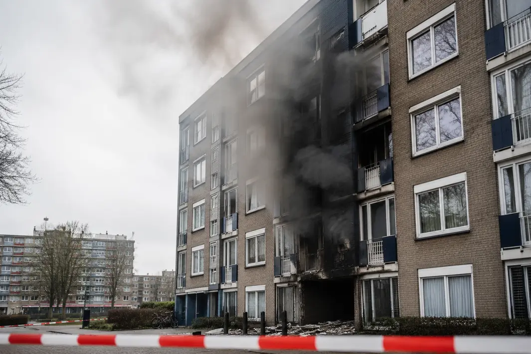 Explosie veroorzaakt rookontwikkeling bij portiekflat in Rotterdam