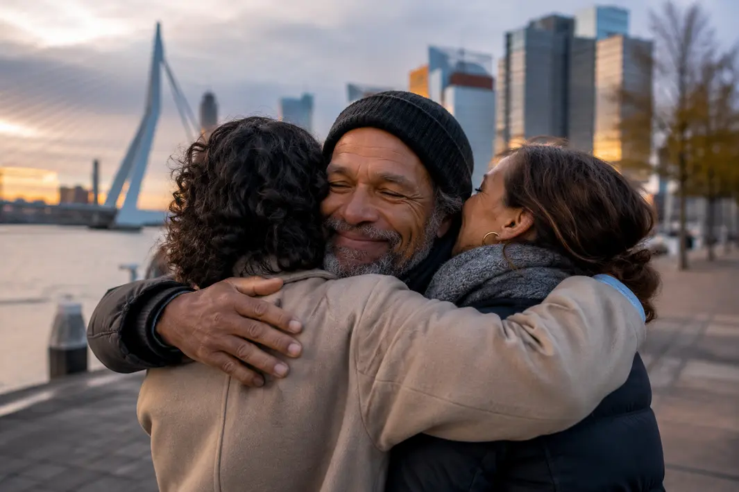 Rotterdamse man herenigd met familie na lange periode van dakloosheid