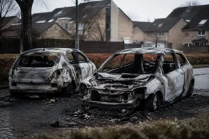 Twee auto's verwoest door brand na knal in Spijkenisse