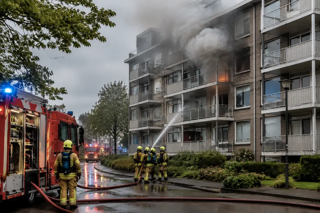 Grote brand in woning van flat in Hellevoetsluis snel geblust