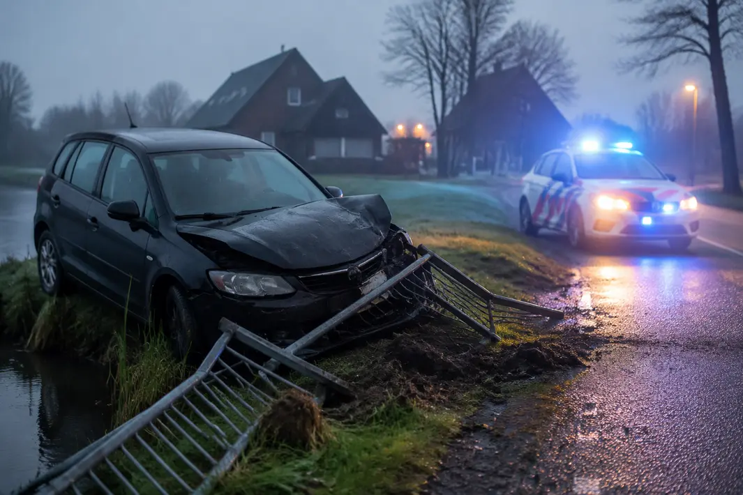 Man rijdt met auto tegen hekwerk in Oud-Alblas, politie vindt drank in voertuig